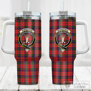 Robertson Modern Tartan and Family Crest Tumbler with Handle