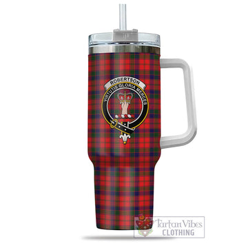 Robertson Modern Tartan and Family Crest Tumbler with Handle