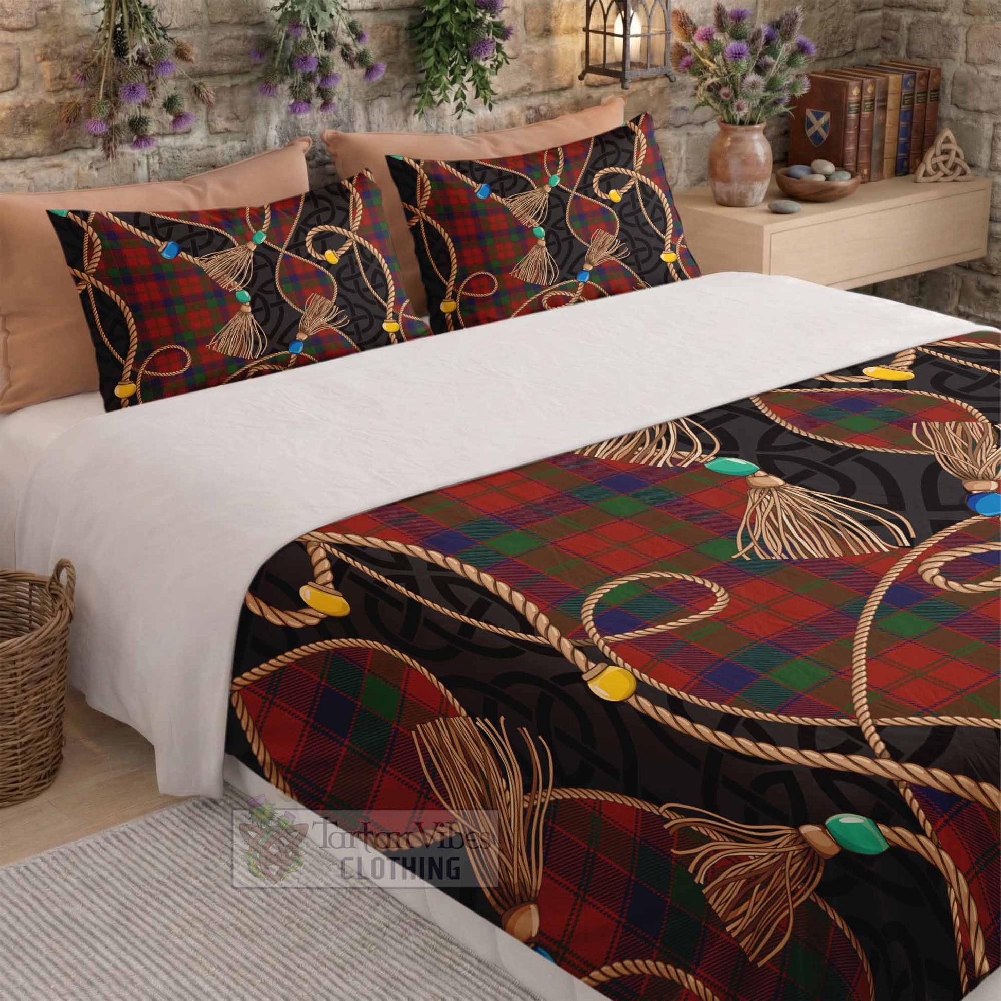 Robertson Scottish Tartan Twisted Ropes Stylized Bedding Set - Tartan Vibes Clothing