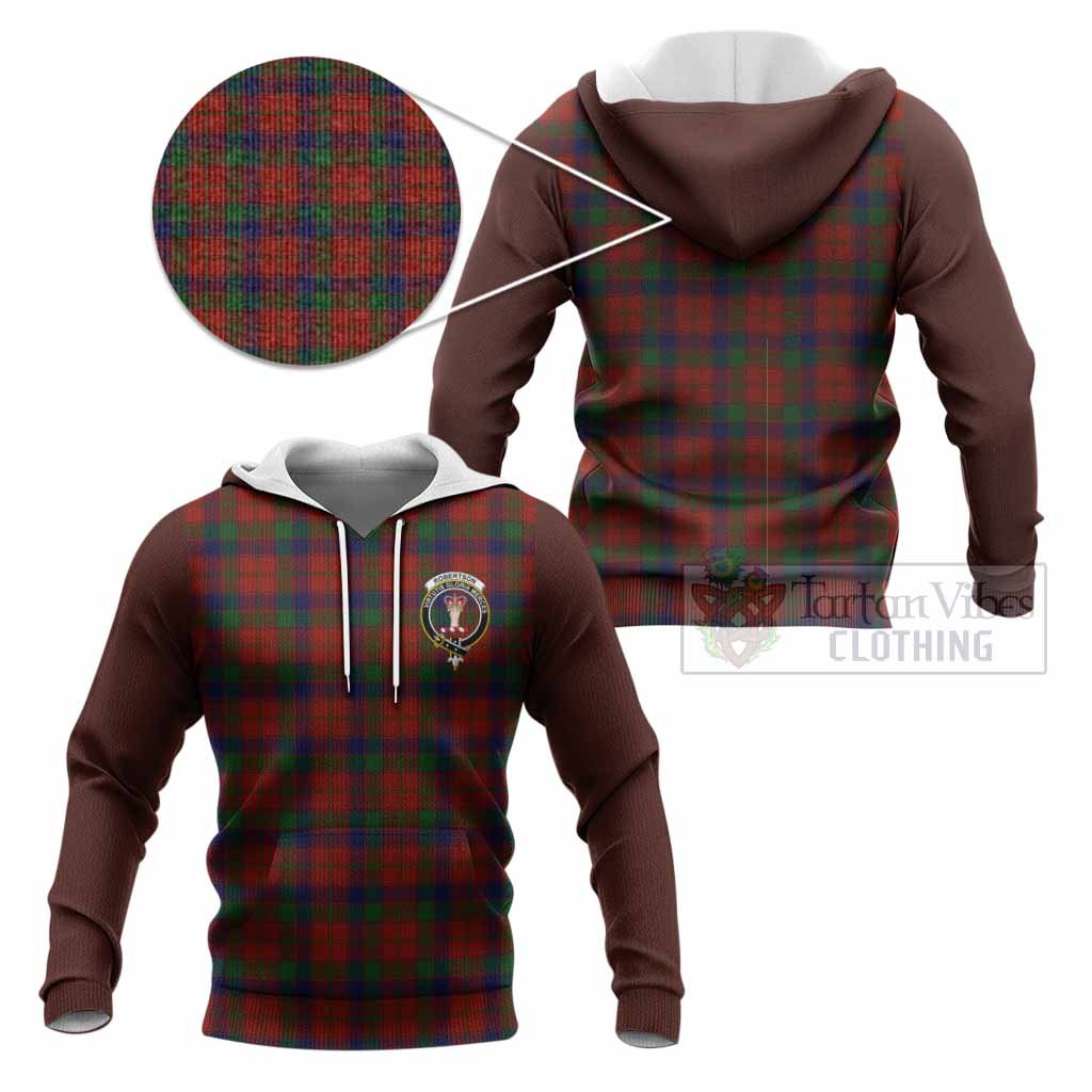 Robertson Tartan Accent Knitted Hoodie with Family Crest