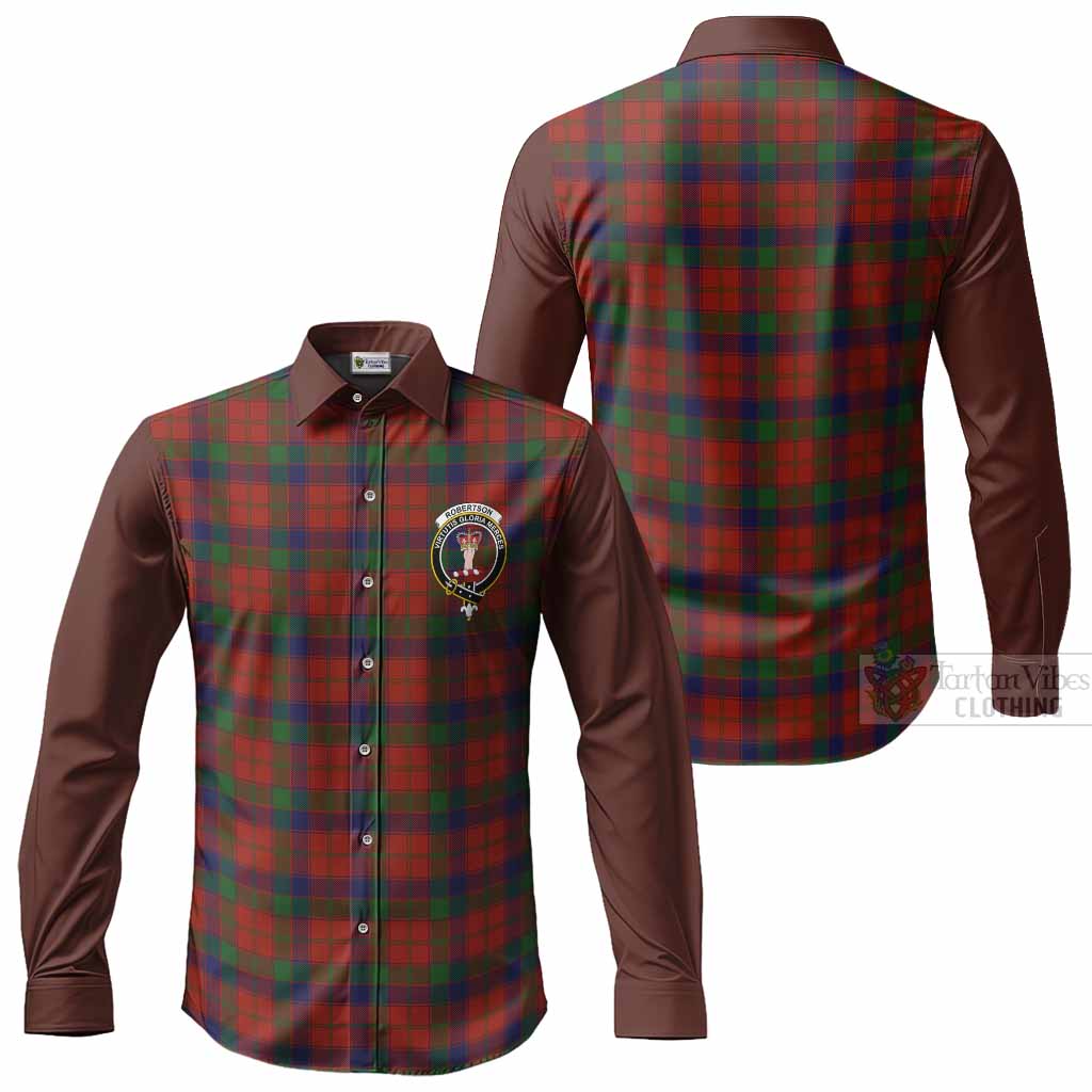 Robertson Tartan Accent Long Sleeve Button Shirts with Family Crest