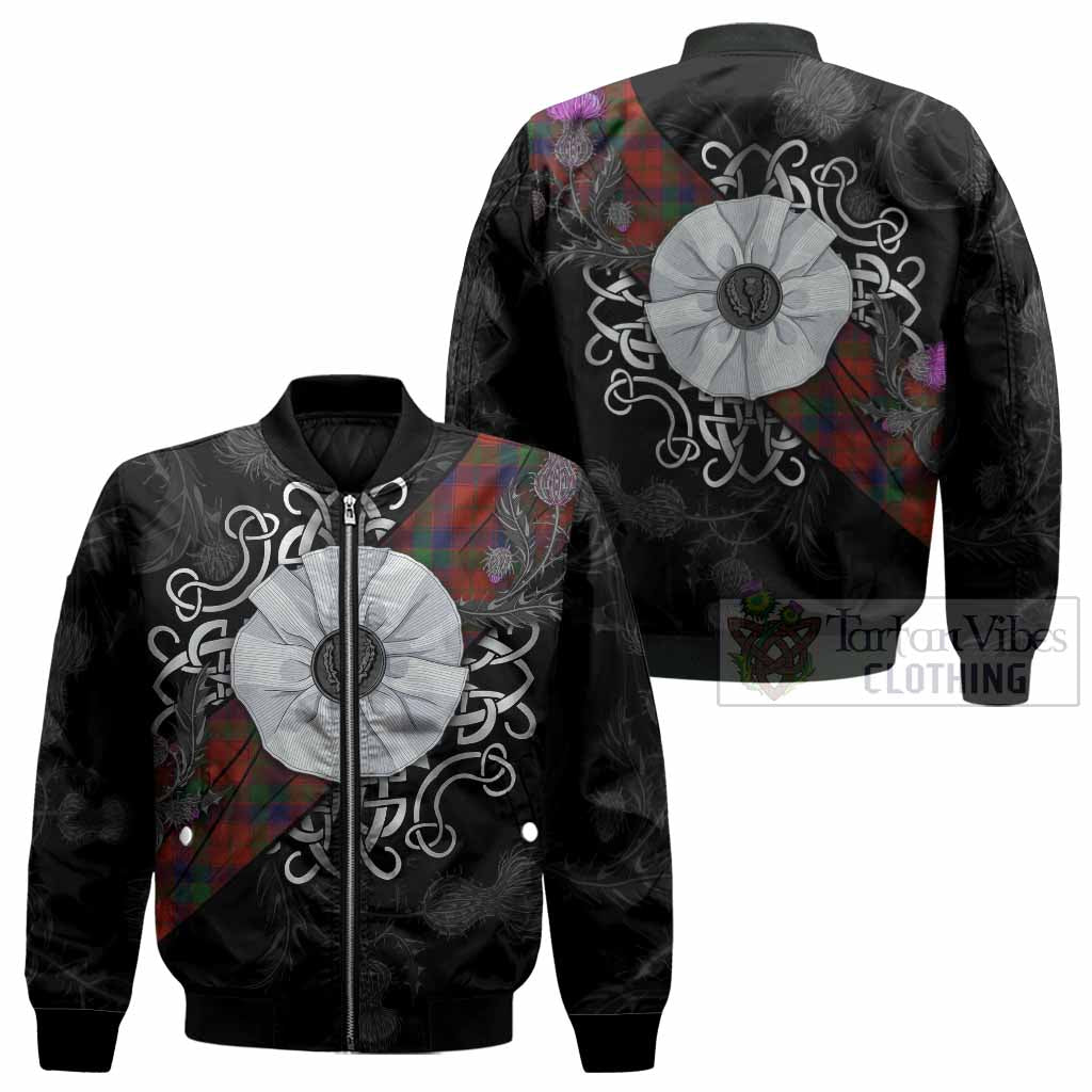 Robertson Tartan Bomber Jacket Jacobite White Rose - Tartan Vibes Clothing