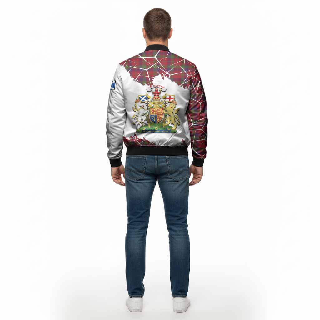 Robertson Tartan Bomber Jacket with Family Crest and Lion Rampant Grunge Style