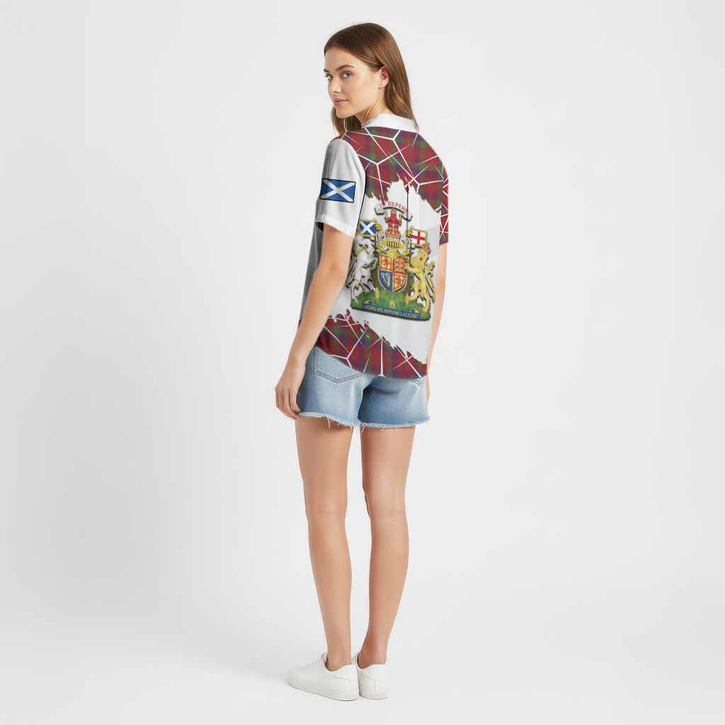 Robertson Tartan Cotton Hawaiian Shirt with Family Crest and Lion Rampant Grunge Style