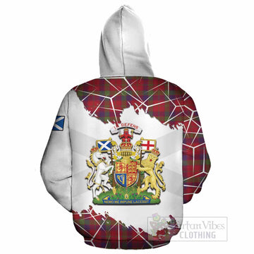 Robertson Tartan Cotton Hoodie with Family Crest and Lion Rampant Grunge Style