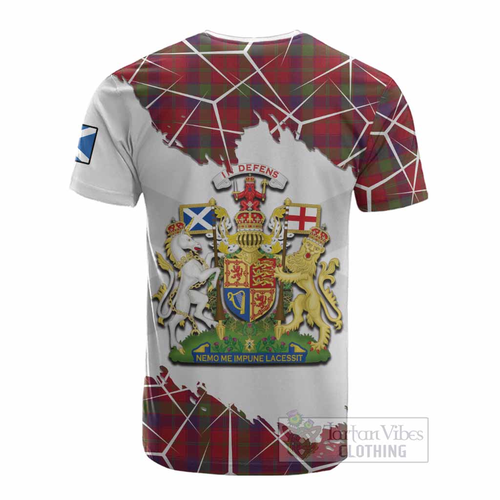 Robertson Tartan Cotton T-shirt with Family Crest and Lion Rampant Grunge Style