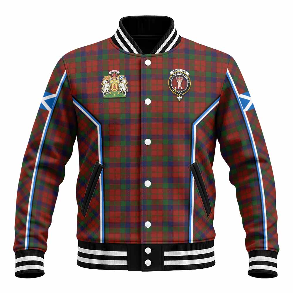 Robertson Tartan Crest Baseball Jacket Scotland Coat of Arm Flag Style - Tartan Vibes Clothing