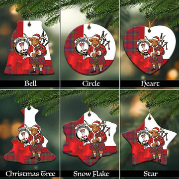 Robertson Tartan Crest Christmas Ceramic Ornament Highland Cow Bagpipes Coquette Bow Style