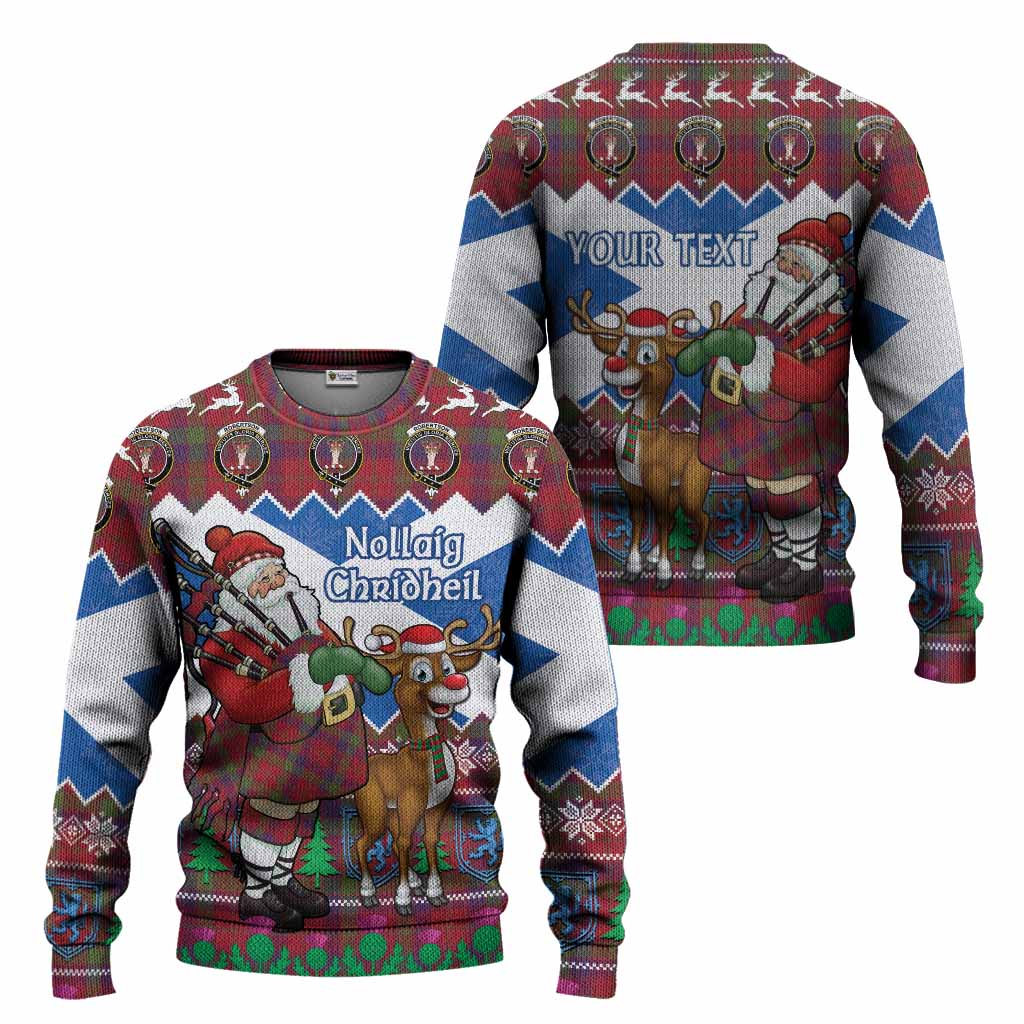 Robertson Tartan Crest Christmas Christmas Ugly Sweater Scotland Santa With Bagpipes Cute Reindeer