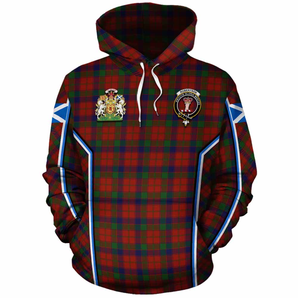 Robertson Tartan Crest Cotton Hoodie Scotland Coat of Arm Flag Style - Tartan Vibes Clothing