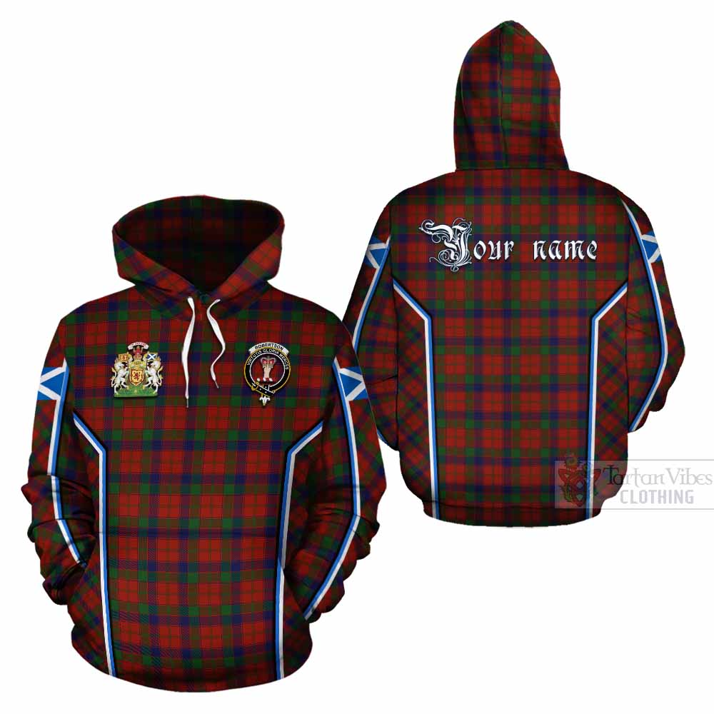 Robertson Tartan Crest Cotton Hoodie Scotland Coat of Arm Flag Style - Tartan Vibes Clothing