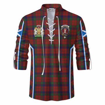 Robertson Tartan Crest Ghillie Kilt Shirt Scotland Coat of Arm Flag Style