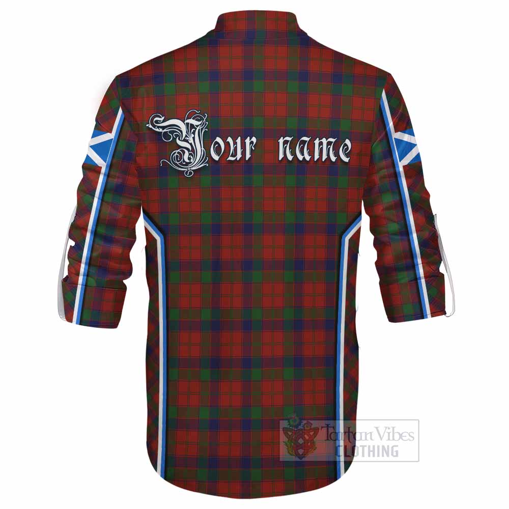 Robertson Tartan Crest Ghillie Kilt Shirt Scotland Coat of Arm Flag Style - Tartan Vibes Clothing