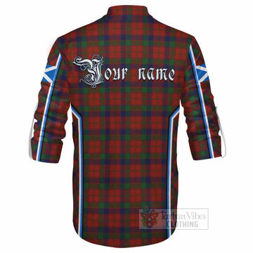 Robertson Tartan Crest Ghillie Kilt Shirt Scotland Coat of Arm Flag Style