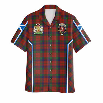 Robertson Tartan Crest Hawaiian Shirt Scotland Coat of Arm Flag Style
