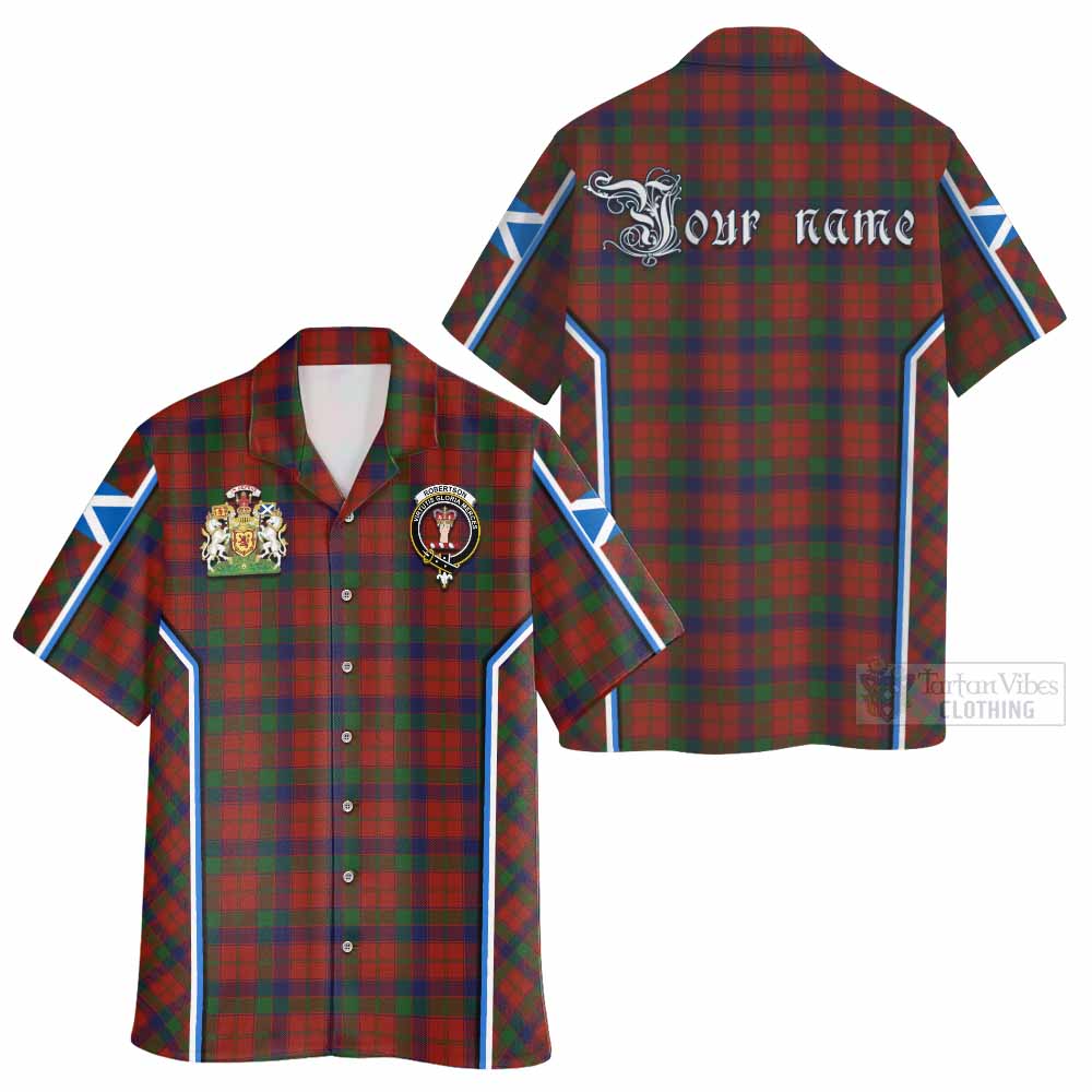Robertson Tartan Crest Hawaiian Shirt Scotland Coat of Arm Flag Style - Tartan Vibes Clothing