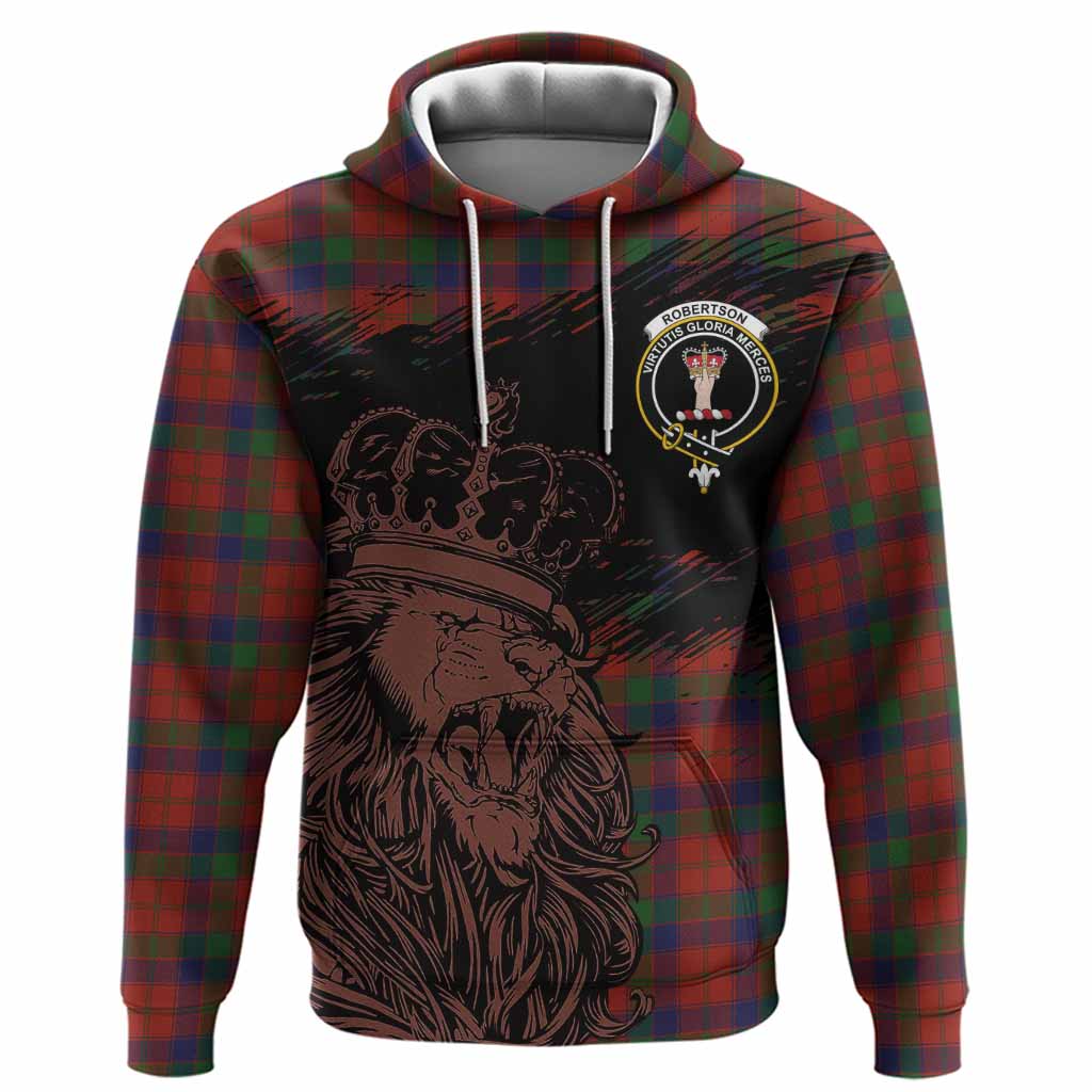 Robertson Tartan Crest Hoodie Crowned Lion Heritage Style