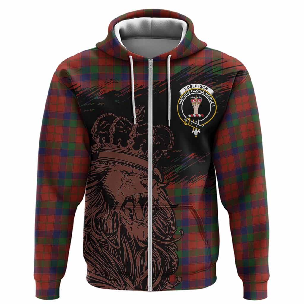 Robertson Tartan Crest Hoodie Crowned Lion Heritage Style