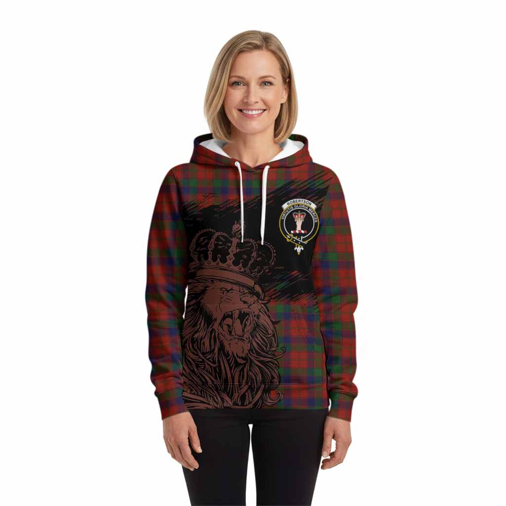Robertson Tartan Crest Hoodie Crowned Lion Heritage Style