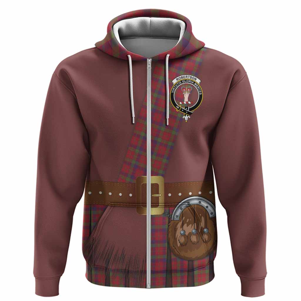 Robertson Tartan Crest Hoodie Kilt Costume Style