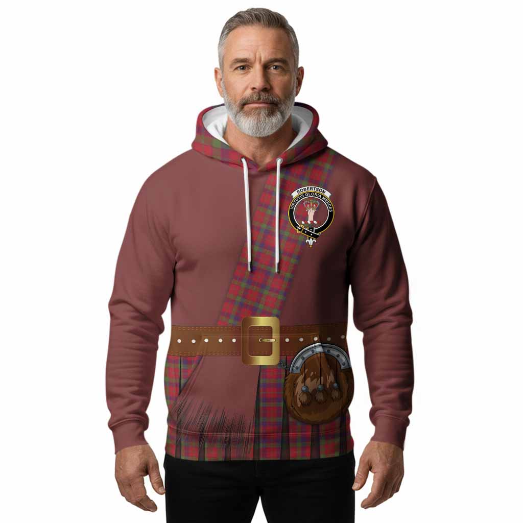 Robertson Tartan Crest Hoodie Kilt Costume Style