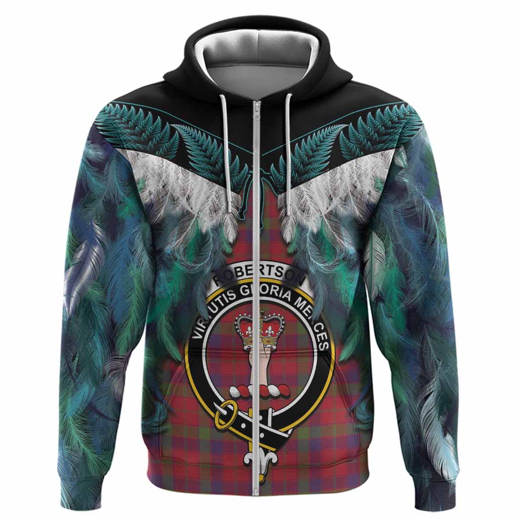 Robertson Tartan Crest Hoodie New Zealand Maori Korowai Cloak