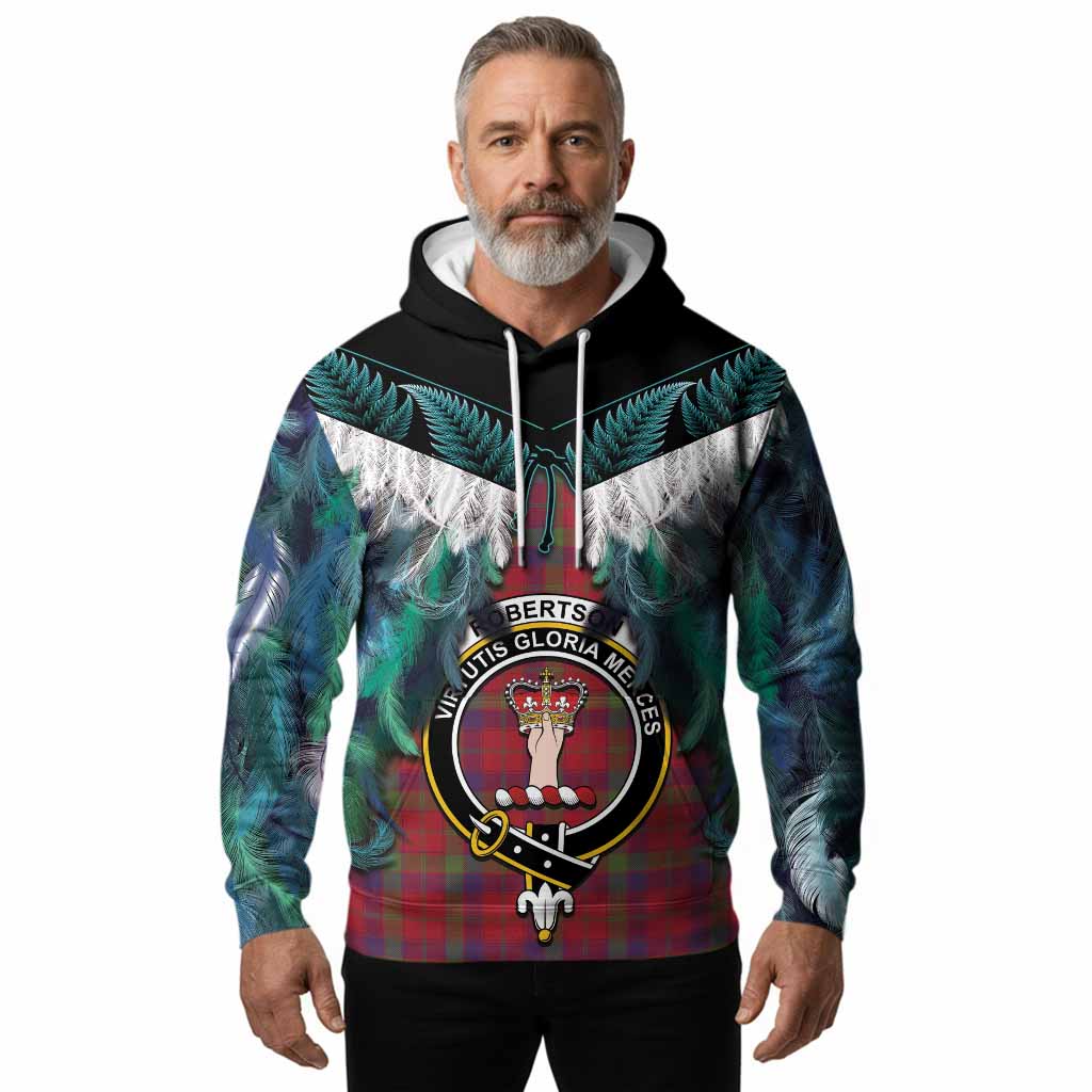 Robertson Tartan Crest Hoodie New Zealand Maori Korowai Cloak