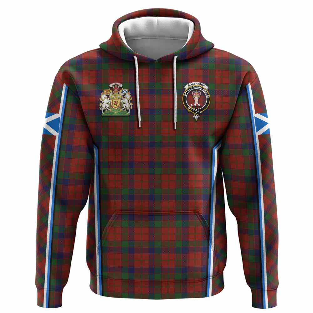 Robertson Tartan Crest Hoodie Scotland Coat of Arm Flag Style - Tartan Vibes Clothing