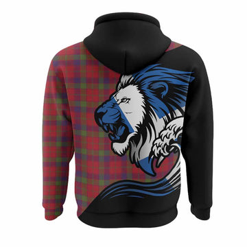 Robertson Tartan Crest Hoodie Scottish Golden Lions Wave Flow