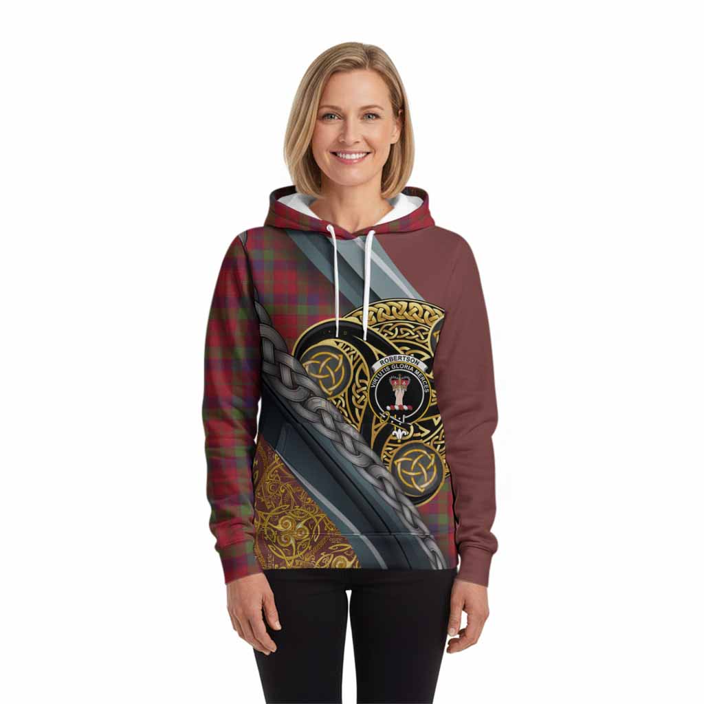 Robertson Tartan Crest Hoodie Scottish Triskele Celtic