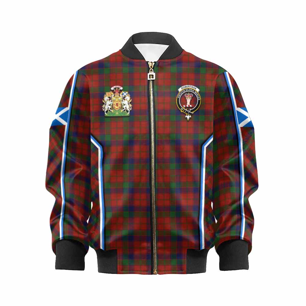 Robertson Tartan Crest Kid Bomber Jacket Scotland Coat of Arm Flag Style - Tartan Vibes Clothing
