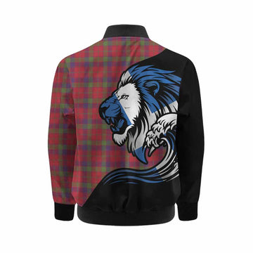 Robertson Tartan Crest Kid Bomber Jacket Scottish Golden Lions Wave Flow