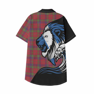 Robertson Tartan Crest Kid Hawaiian Shirt Scottish Golden Lions Wave Flow