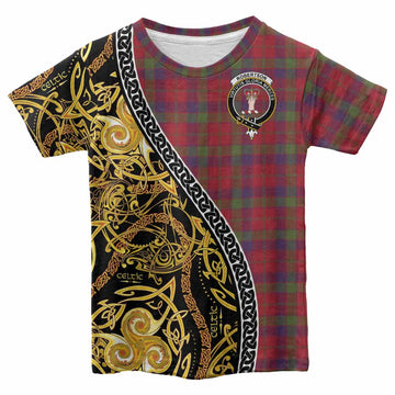 Robertson Tartan Crest Kid T-shirt Celtic Knot and Triple Trickle Spiral Symbols
