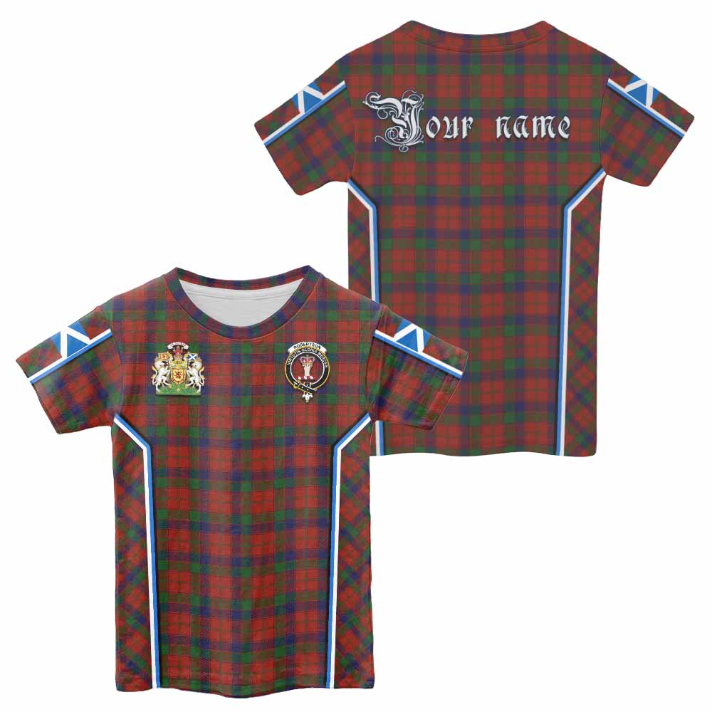 Robertson Tartan Crest Kid T-shirt Scotland Coat of Arm Flag Style - Tartan Vibes Clothing