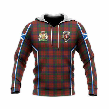 Robertson Tartan Crest Knitted Hoodie Scotland Coat of Arm Flag Style