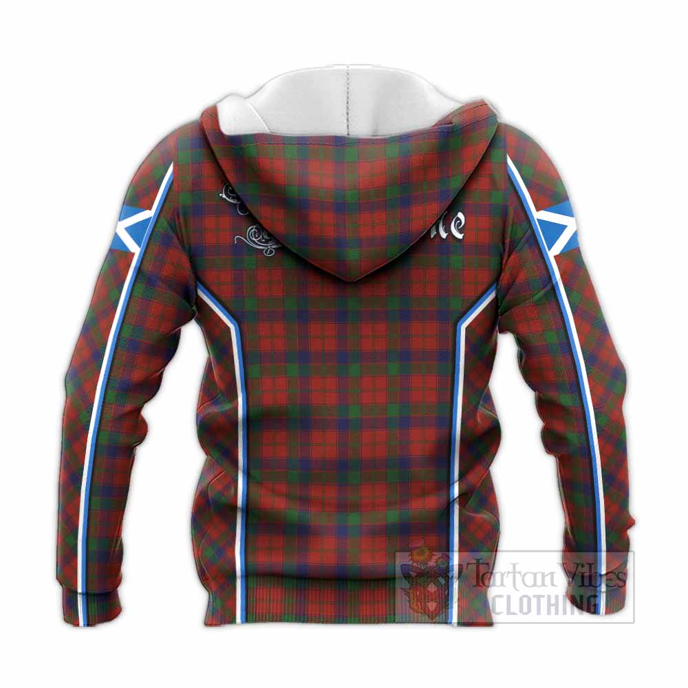 Robertson Tartan Crest Knitted Hoodie Scotland Coat of Arm Flag Style - Tartan Vibes Clothing