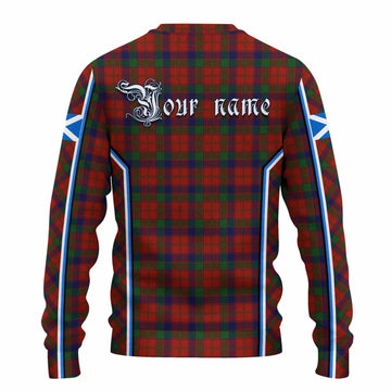 Robertson Tartan Crest Knitted Sweater Scotland Coat of Arm Flag Style