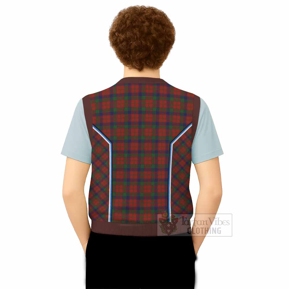 Robertson Tartan Crest Knitted V-Neck Vest Scotland Coat of Arm Flag Style - Tartan Vibes Clothing