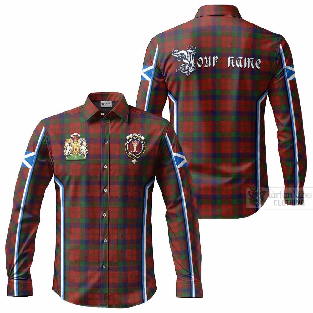 Robertson Tartan Crest Long Sleeve Button Shirts Scotland Coat of Arm Flag Style - Tartan Vibes Clothing