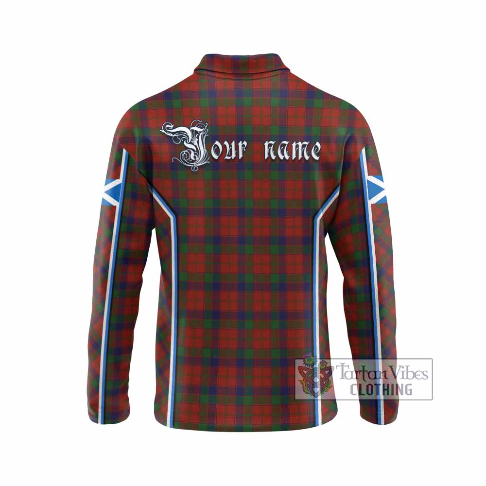 Robertson Tartan Crest Long Sleeve Polo Shirt Scotland Coat of Arm Flag Style - Tartan Vibes Clothing