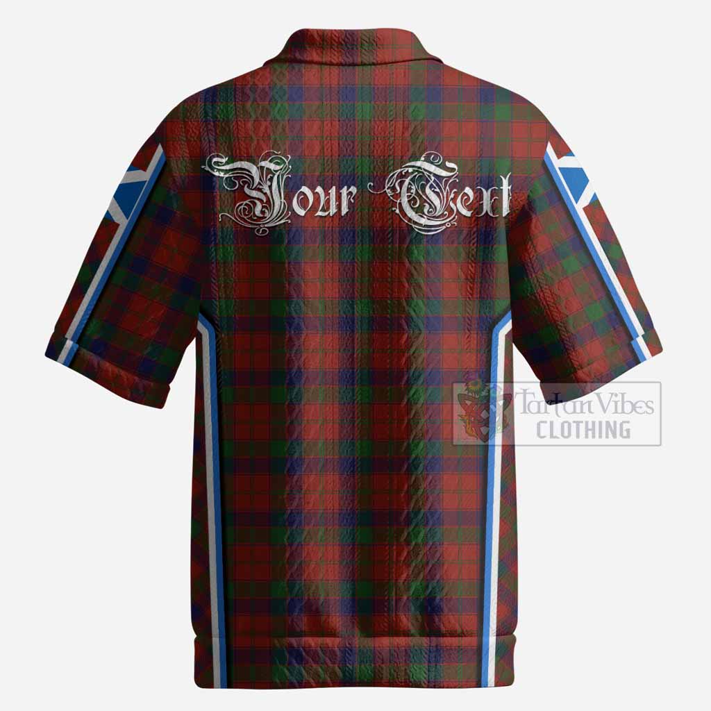 Robertson Tartan Crest Men’s Polo Sweater Top Scotland Coat of Arm Flag Style