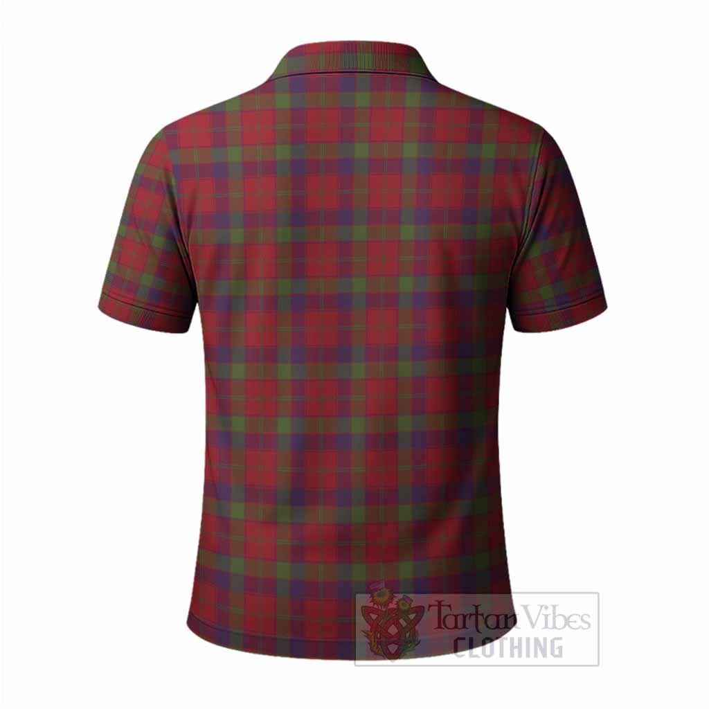 Robertson Tartan Crest Polo Shirt Ferocious Lion Style
