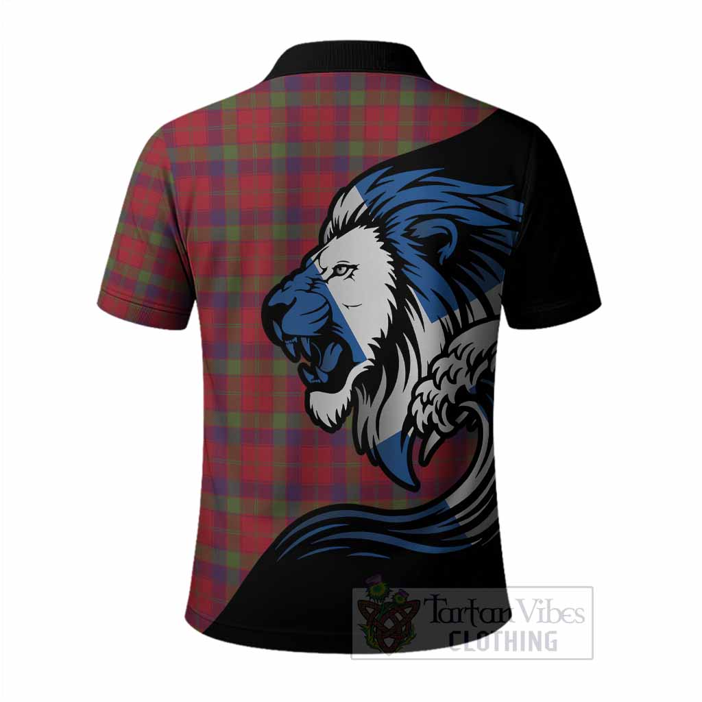 Robertson Tartan Crest Polo Shirt Scottish Golden Lions Wave Flow