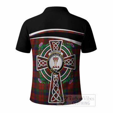 Robertson Tartan Crest Polo Shirt Scottish Thistle Celtic Cross Alba Gu Brath