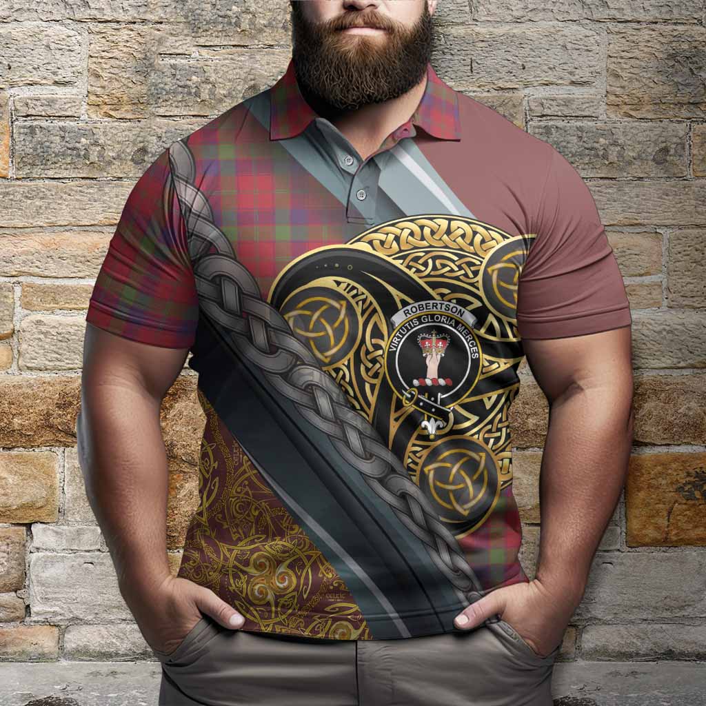 Robertson Tartan Crest Polo Shirt Scottish Triskele Celtic