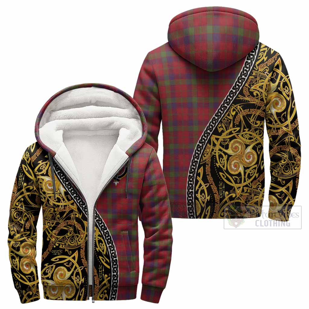Robertson Tartan Crest Sherpa Hoodie Celtic Knot and Triple Trickle Spiral Symbols