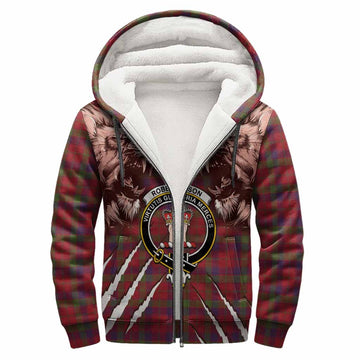 Robertson Tartan Crest Sherpa Hoodie Ferocious Lion Style