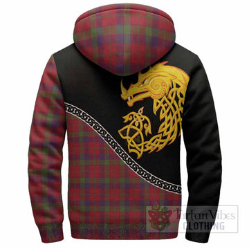 Robertson Tartan Crest Sherpa Hoodie Legendary Dragon Knot Half Style
