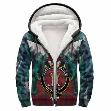 Robertson Tartan Crest Sherpa Hoodie New Zealand Maori Korowai Cloak